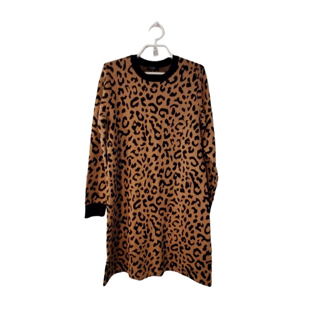 J Crew dress Small long sleeve mini sweater in leopard poly cotton wool